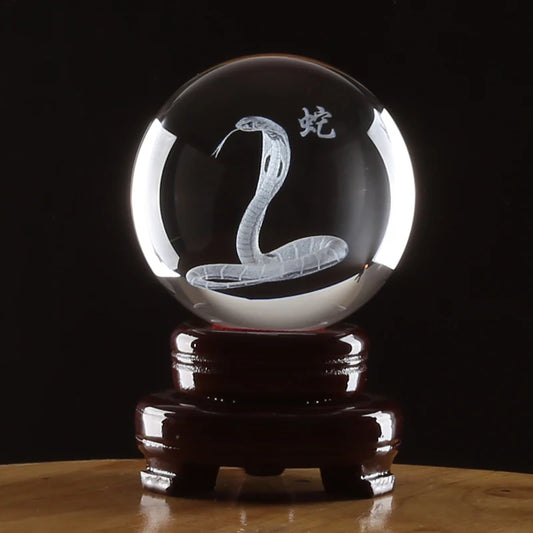 Efficacious HOME family Talisman TOP COOL animal snake Cobra FENG SHUI Figurine 3D Crystal sculpture statue