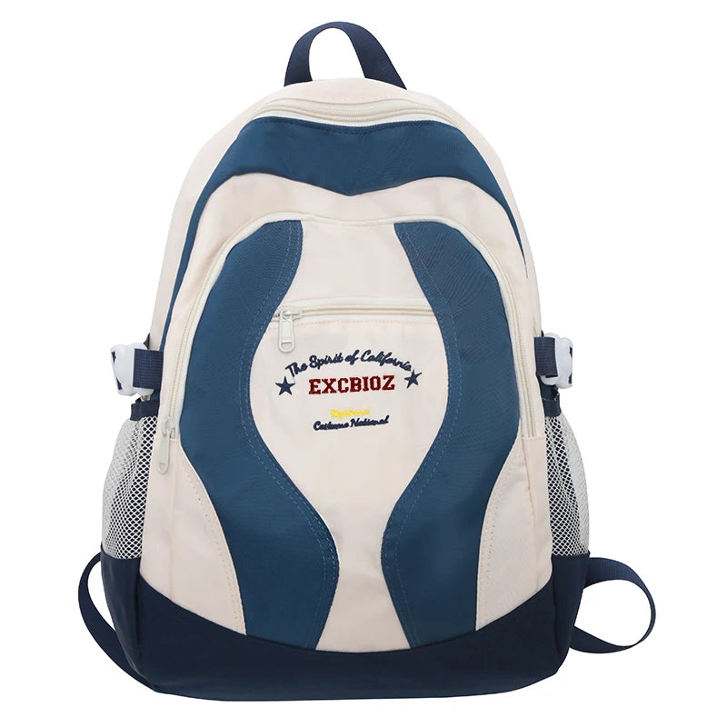 School Bags Panelled 2023 New Backpack Fashion Luxury Unisex Laptop Large Capacity Cool For Teenage Girls Women Embroidery
