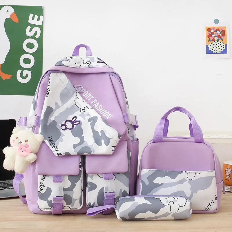 School Bags for Teenagers Girls Schoolbag Large Capacity Boys Printing School Backpack Set Rucksack Bagpack Kids Cute Book Bags