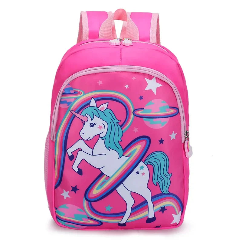 Schoolbag Cartoon Kids Backpack Rainbow Horse Print Kindergarten Schoolbag 1-3 Grade Primary School Book Bag Backpack for Girls