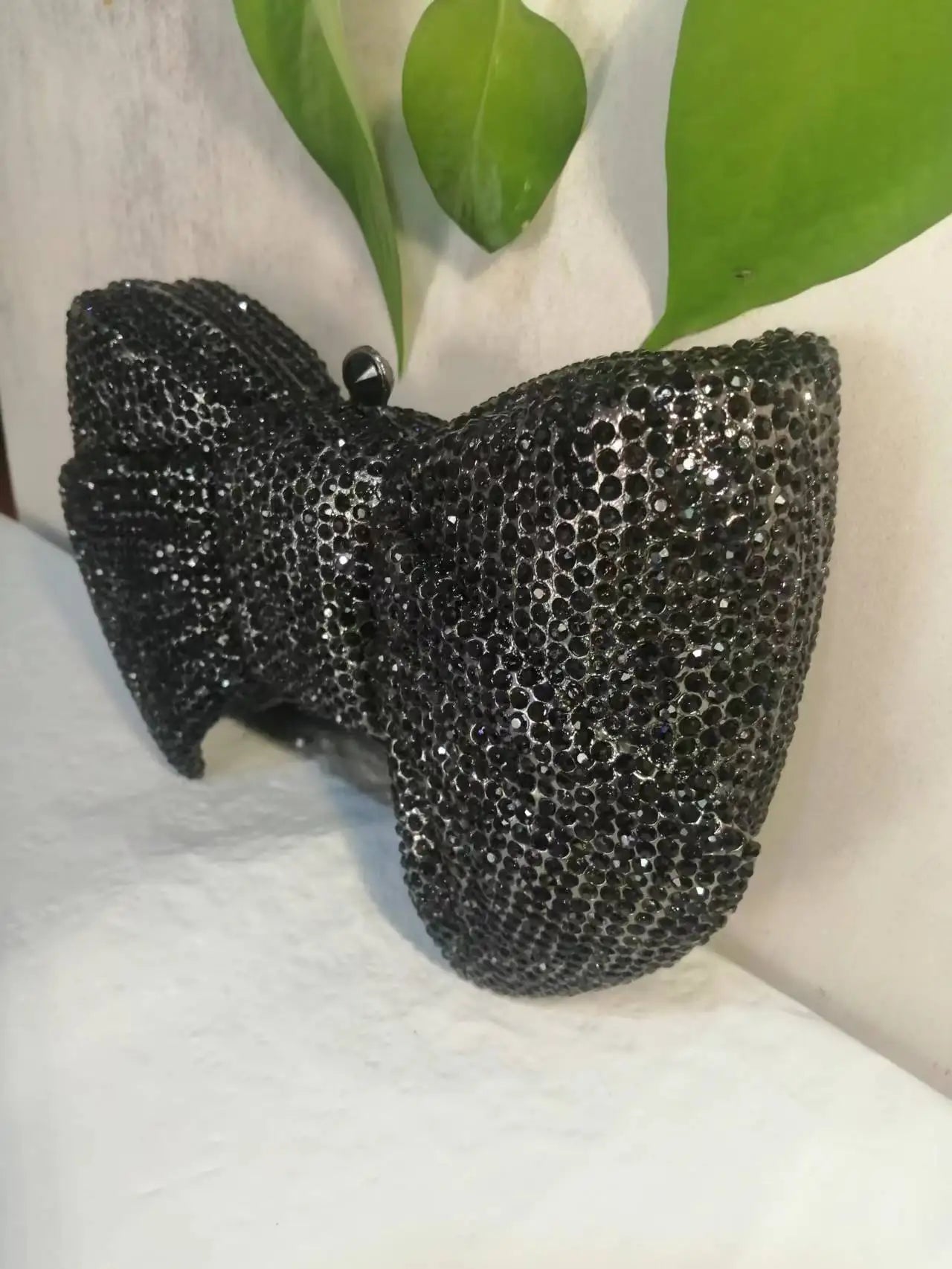 New Color Black Bow Banquet Stone Clutches Woman Diamond Crystal Purse Lady Wedding Bridal Handbag Dinner Party Gala Evening Bag