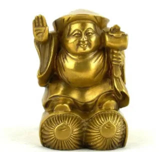 Pure copper three side big black god of wealth Buddha ornament big black god of wealth Buddha ornament waving the God of wealth