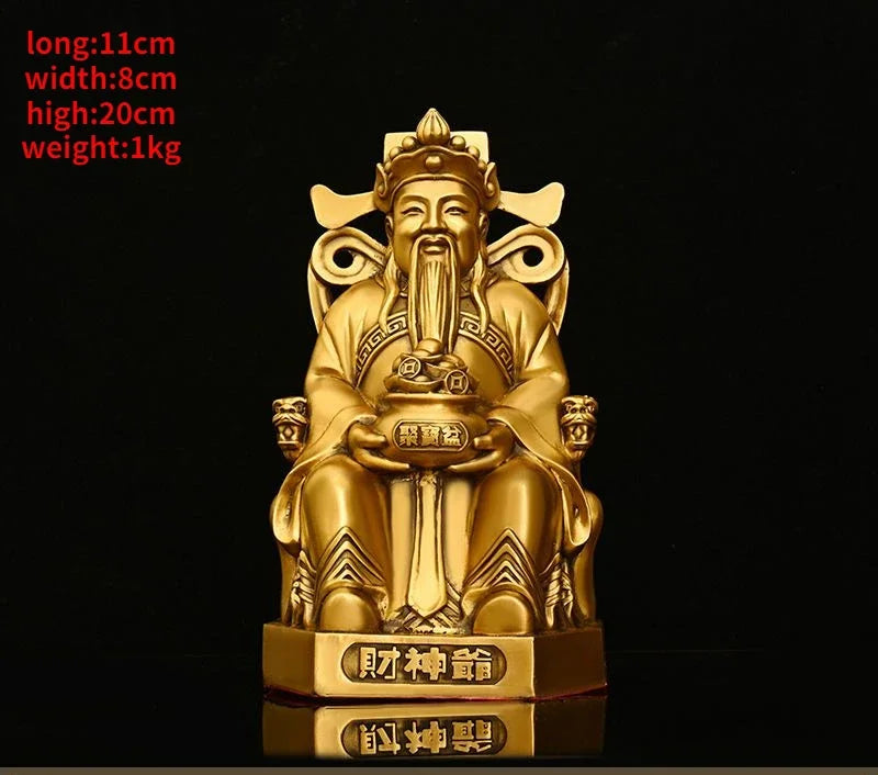 Pure Copper God of Wealth Ornaments Pot of Bronze Figure Statue Home Decor Office Desk Sculptures