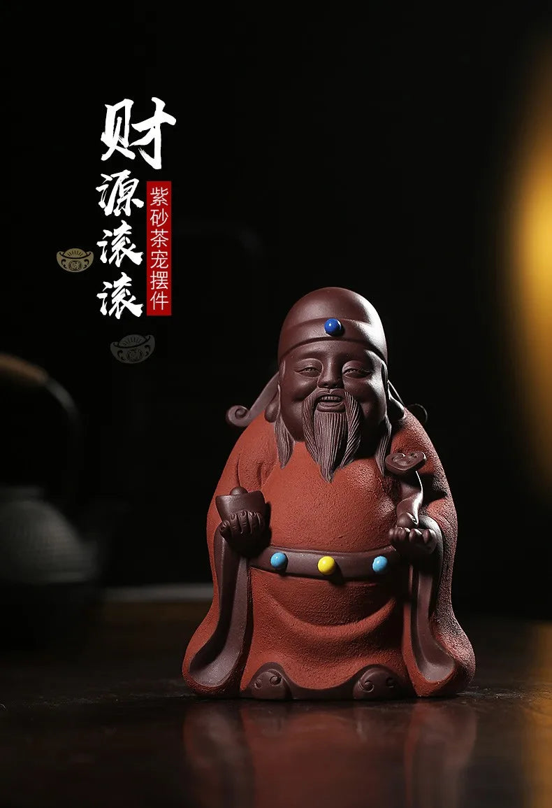 Yixing Raw Ore Purple Sand Tea Ornaments Decoration Boutique Creative Tea Carve Tea Table Decoration Large God of Wealth