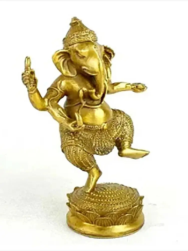 Christmas Tibet Buddhism Fane Brass 4 Arms Elephant God Jambhala Ganesha Buddha Statue