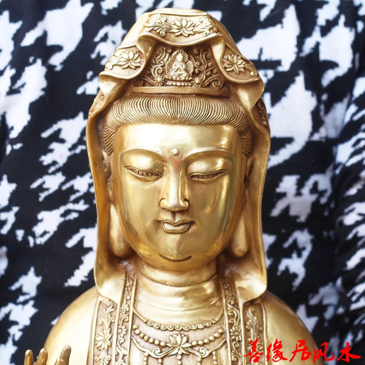 55cm large Asia home hall Lobby Temple bless efficacious protection brass Guanyin Bodhisattva Ornament Buddha