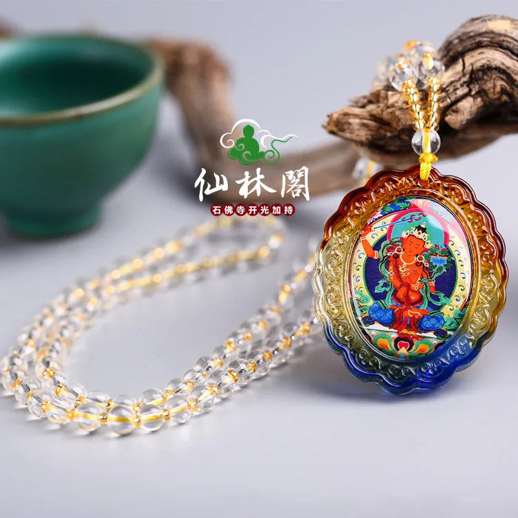 WOW Greco-Buddhist pocket travel efficacious Mascot Auspicious the Bodhisattva Manjusri Buddha Crystal Pendant Buddhist Amulet