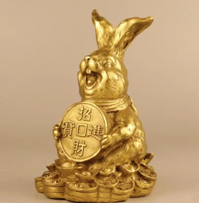 Pure copper rabbit ornaments rich rabbit zodiac rabbit ingot Ruyi money rabbit decoration crafts gift mascot