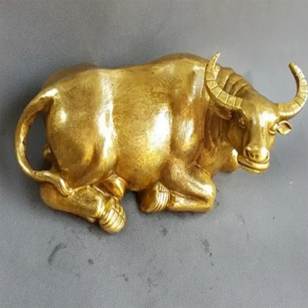 1 pair of pure copper cattle lying cattle ornaments