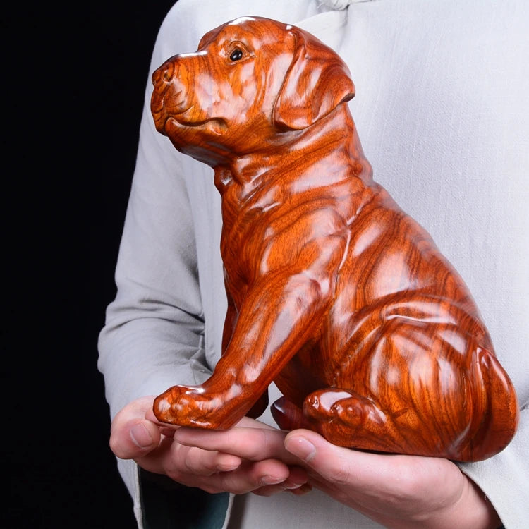 Large- GOOD art # business office home efficacious Talisman Handmade Yellow pear wood Money dog WANG CAI FENG SHUI ART Sculpture