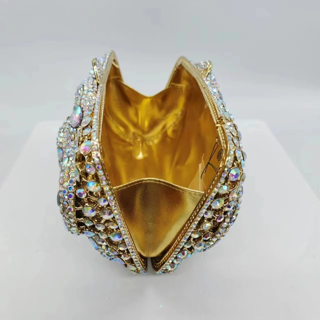 Pythons set with diamonds Crystal Evening Clutch Bag Women New Luxury Designer Chic Novelty Rhinestone Metal Purse And Handbag