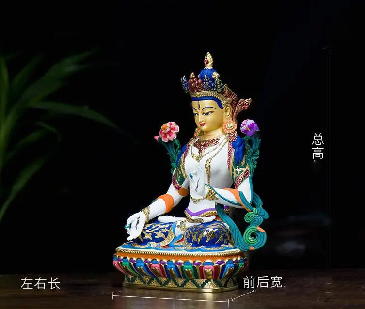 TOP grade GOOD Buddha -bless family HOME Safety Health luck efficacious Talisman Tibet White Tara Painted Buddha statue