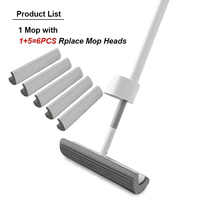 Self-Wringing Floor Mop180 Degree Squeeze Mop with Triangle Design PVA Mop Head for Kitchen Bedroom Household Cleaning Tools