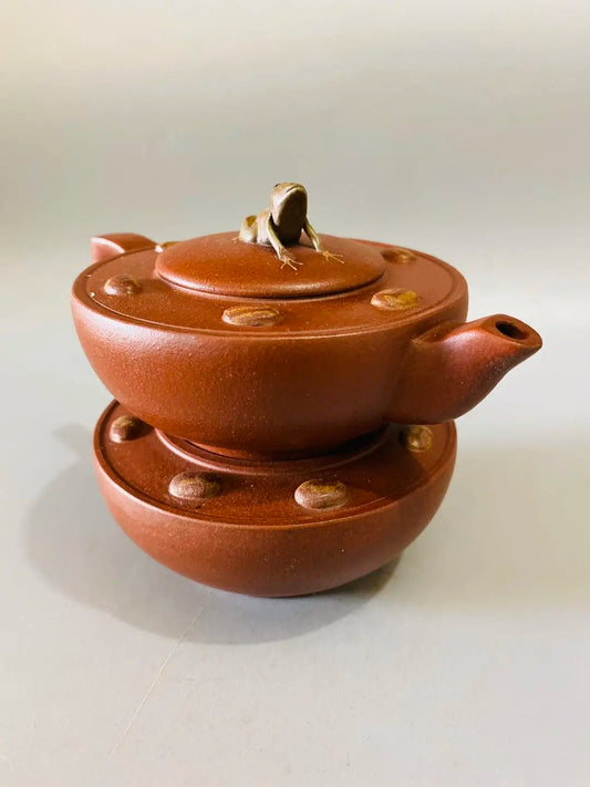 Set Chinese Yixing Zisha Clay Teapot Frog Rain Fossil Pot Jiang Rong