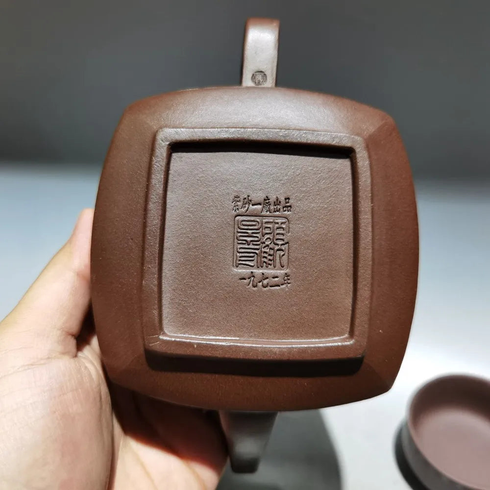 Set Chinese Yixing Zisha Clay Teapot Sifang Pot Gu Jingzhou 300ml