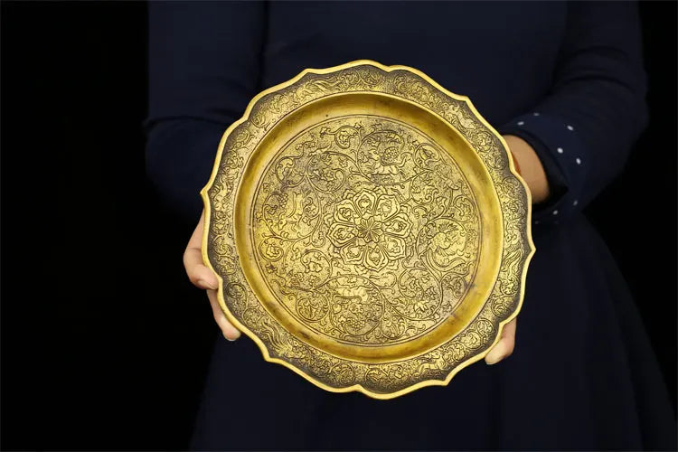 HOT SALE Bring in wealth treasure # office home Room Money Drawing Talisman # Fortune Gold plate FENG SHUI Brass statue