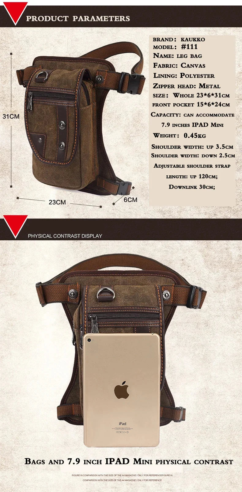Men's Canvas Drop Leg Waist Thigh Fanny Pack Belt Travel Messenger Shoulder Male Multi-purpose Motorcycle Bags