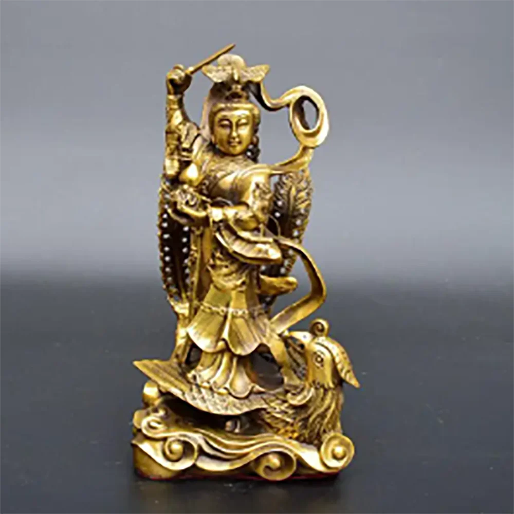 Copper Statue Antique pure copper brass nine days Xuannu statue nine days virgin statue handicraft ornament