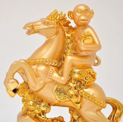 Chinese Resin Horse Monkey Sculpture Ornaments Office Living Room TV Cabinet Desktop Decorations Decor Give Gifts Lucky Money