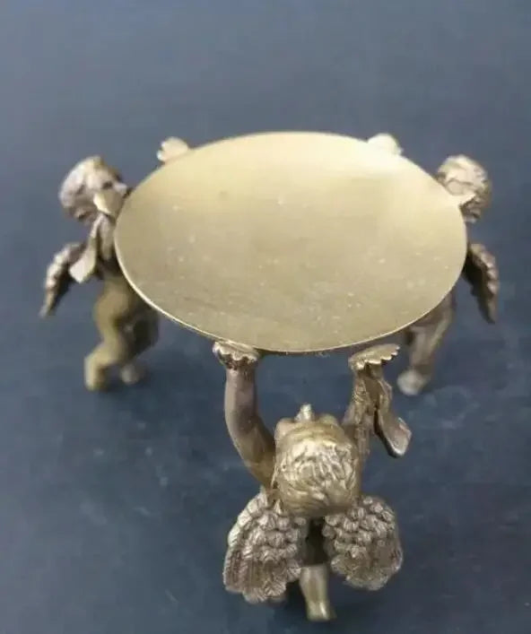 Ancient china Old Bronze Handmade 3 Angel legs Statue Oil Lamp Candlestick