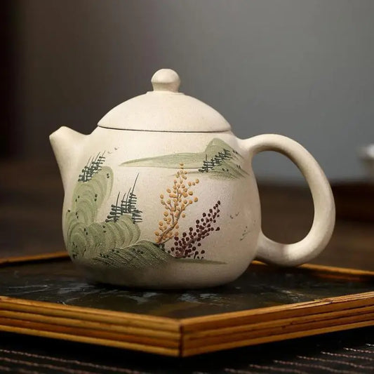 Handmade Yixing Handmade Teapot, Raw Ore, White Section, Mud Mountain Water, Dragon Egg , Kung-Fu Teaware, Purple Clay Drin