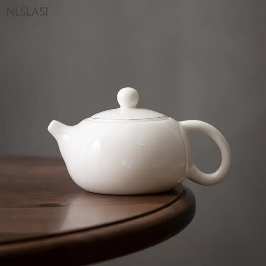 Sheep Fat Jade White Porcelain Xishi Teapot Chinese Tea Set Household Hand-made Tea Pot Ceramic Filter Tea Infuser Beauty Kettle