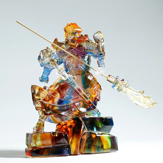 Shop dedicated Glass Buddha Statue armed saints Guanyu God of Wealth Worship Decoration