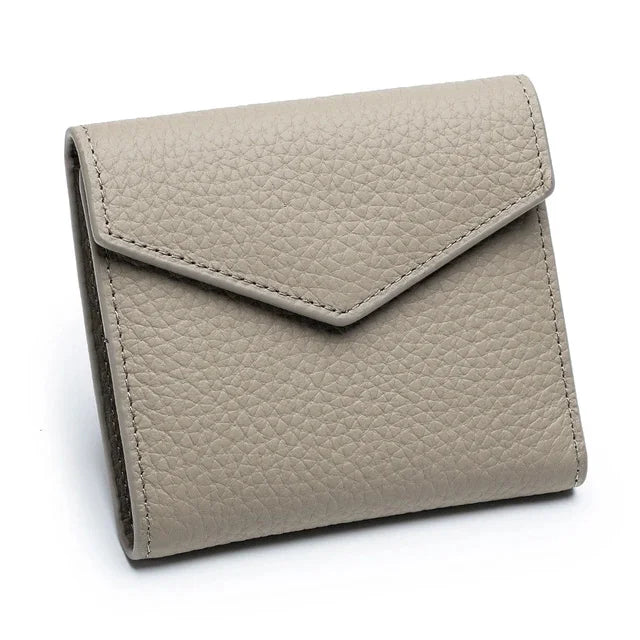 Short Genuine Leather Women's Purse Top Layer Cowhide Multi-card Card Bag RFID Folding Ultrathin Wallet