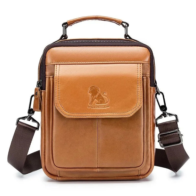Shoulder Crossbody for Men's Genuine Luxury Men Bag Short Travel Man Cow Leather Messenger Handbag