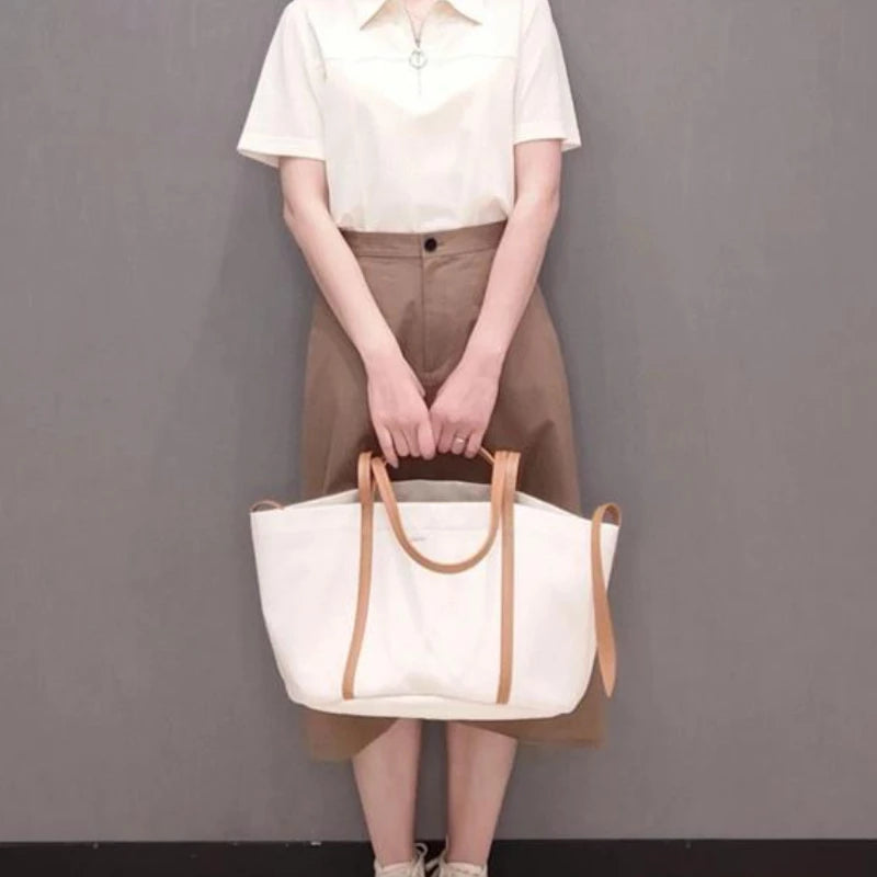 Simple Commuter Canvas Totes Versatile Practical Large Capacity Portable Shoulder Underarm Bags 2024 New Travel Shopping Bag