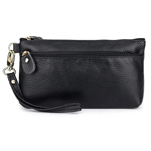 Simple design single bracelet leather long clutch double inner lining wallet mini mobile phone bag lady zipper