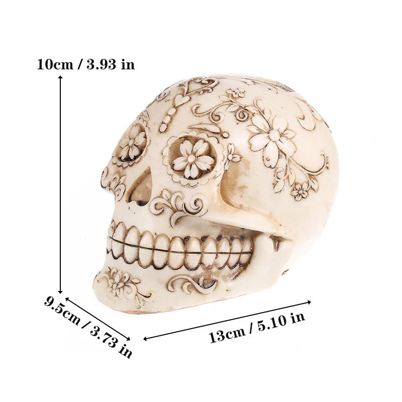 Skull decoration statue Plum Blossoms Resin Craft Sculpture Garden Statue Personality Art Carving Skull Model decoration props