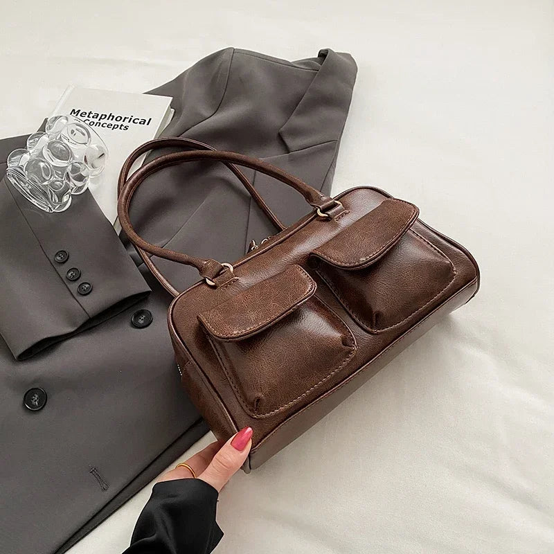 Small Double Pockets Shoulder Bags for Women 2023 New Fashion Trend Designer Underarm Bag Female Handbags and Purses