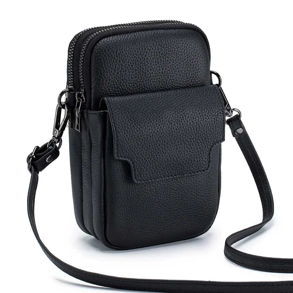 Small Genuine Leather Crossbody Purses for Women High-capacity Cross Body Bag Shoulder Handbags Double Zip Designer Phone Bags