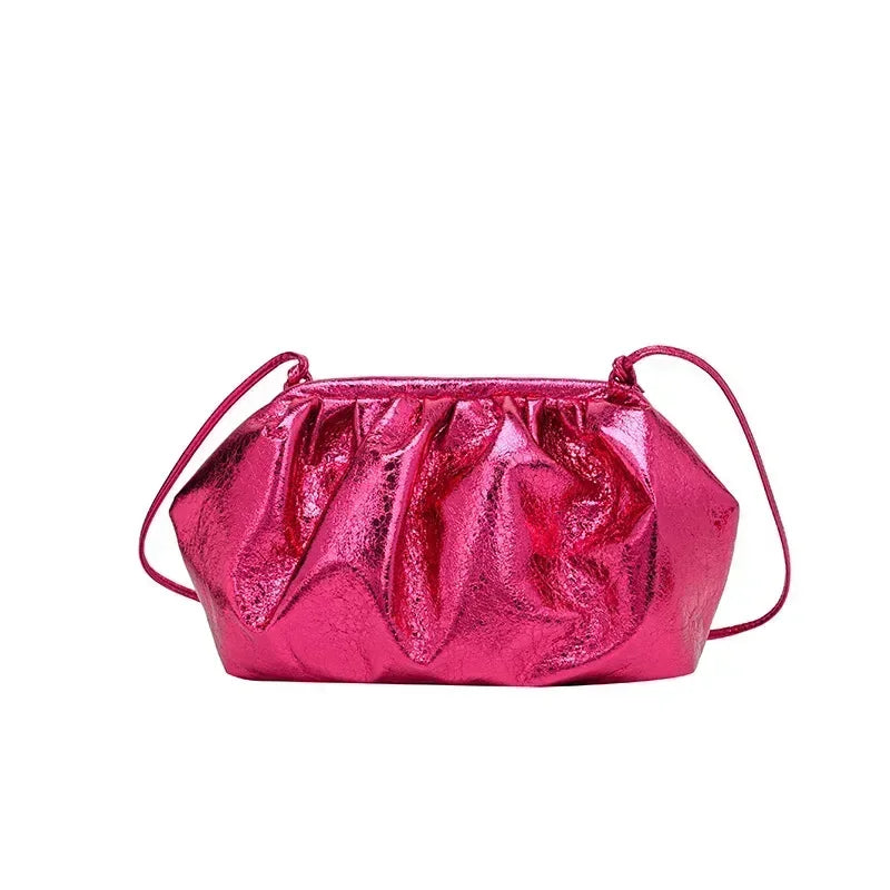 Small Luxury Design Women's Leather Silver Cloud Bag Female Gold Crossbody Bag Ladies Party Clutch Purse Female Handbags