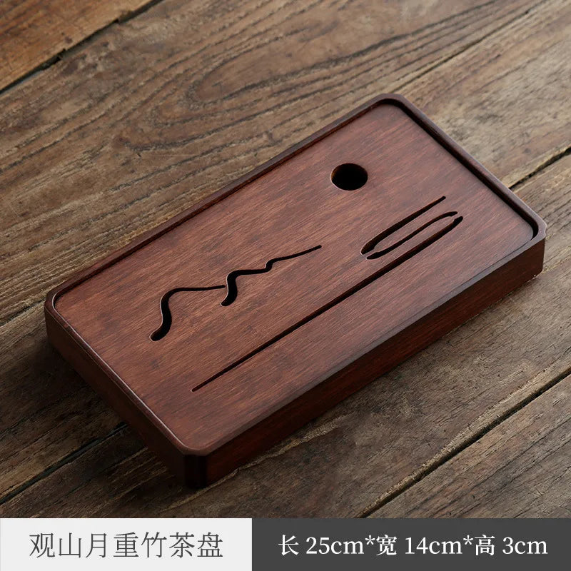 Small Tea Tray Household Drain Tray Teaware Tea Platform Modern Simple Easy Kung Fu Rectangular Bamboo Tea Tray