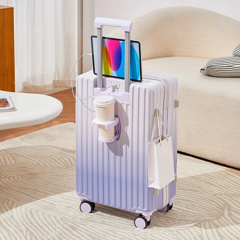 Small fresh gradient color suitcase, new women's 20 inch high aesthetic value trolley travel box, student 24 password box