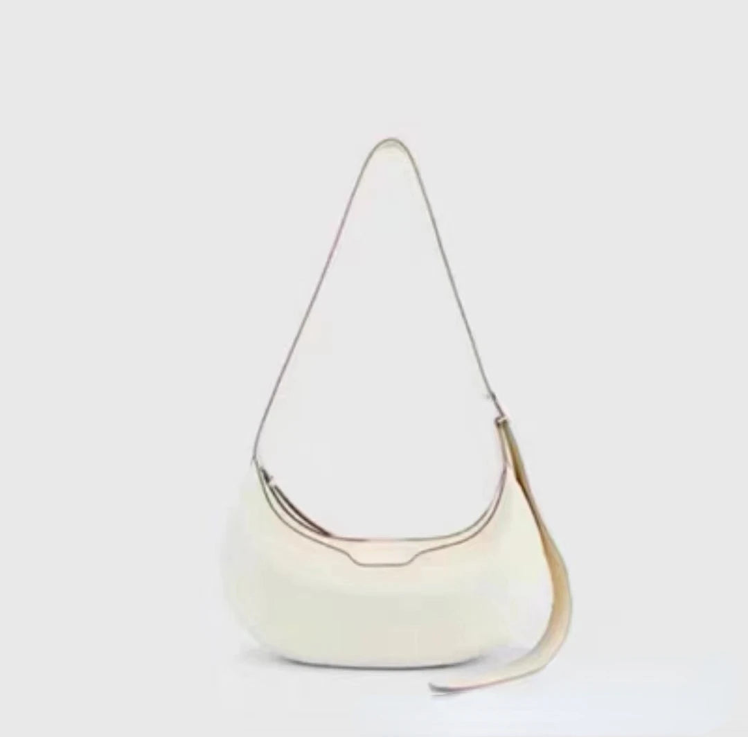 Soft Cow Leather Half Moon Bag Women Fresh Sweet Solid Handbags Female Large Capacity Commuter Purses Clutch 2024 New Bolsos