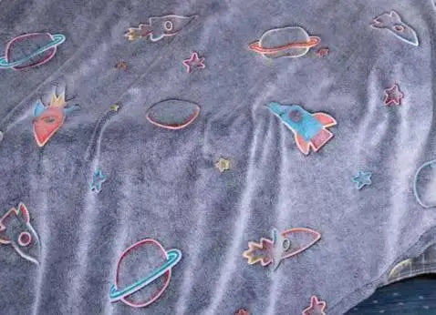 Soft Fleece Blanket Luminous Warm Flannel Blankets Glow In The Dark Stars Moon Print Sheet Sofa Bedspread Leisure Coverings Gift