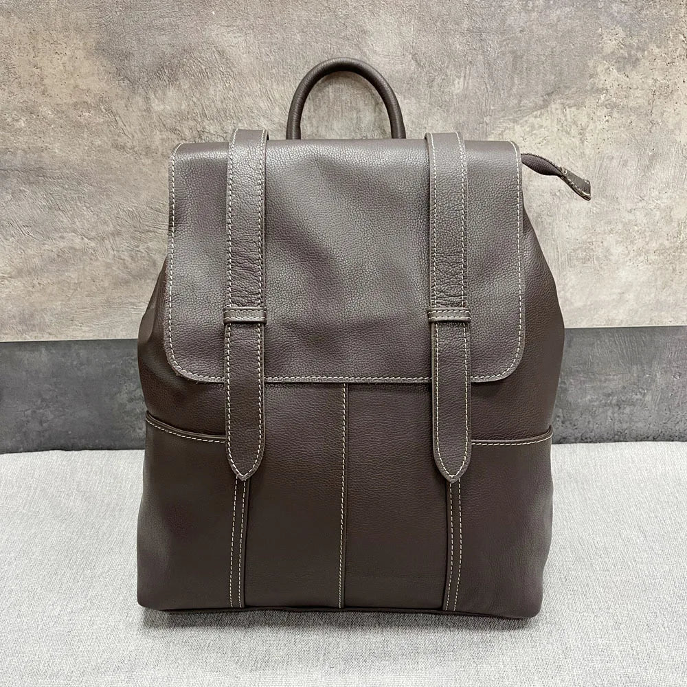 Soft Genuine Leather Vintage Ladies Backpack Female Large Capacity Practical Versatile Travel Bags Student Casual Backpack 2024