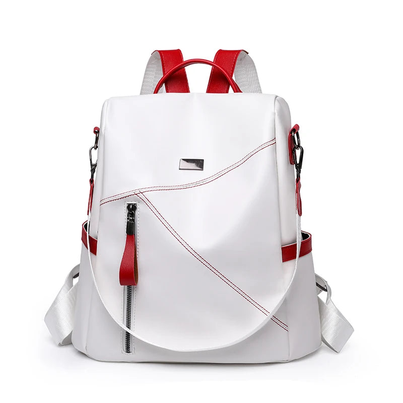 Soft Leather Stitching Women's Backpacks Anti-theft Back Zipper Ladies School Bags Summer New Casual Single Shoulder Backpack