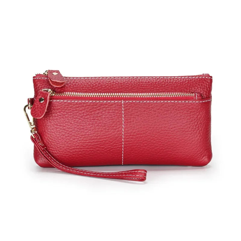 Soft Versatile Day Clutches Genuine Leather Zipper Large Wristlet Women's Clutch Bag Purse Wallet
