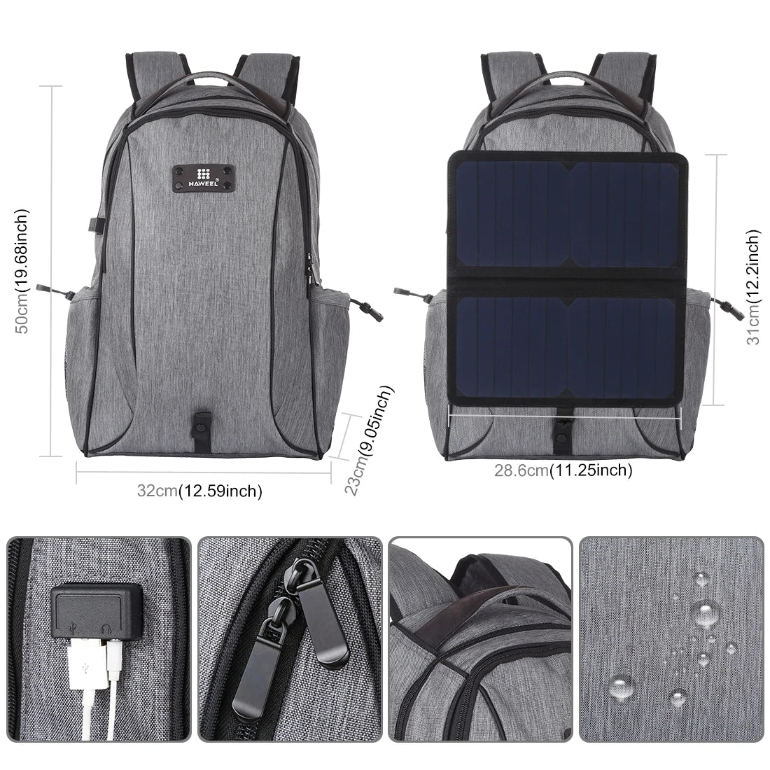 Solar Backpack 14W Solar Panel Powered Backpack USB charging men notebook bags business laptop backpack