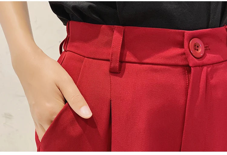 Solid Shorts Plus Size Women Girl Summer Stretch Knee Length Bestie Bosom Friend Shorts Loose Trousers OL Office Pantacourt