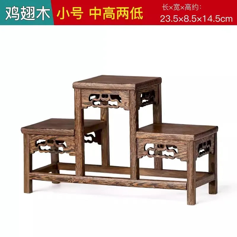 Solid Wood Tea Cup Rack, Mahogany Desktop Storage Rack, New Chinese Tea Pot and Tea Set Display Rack
