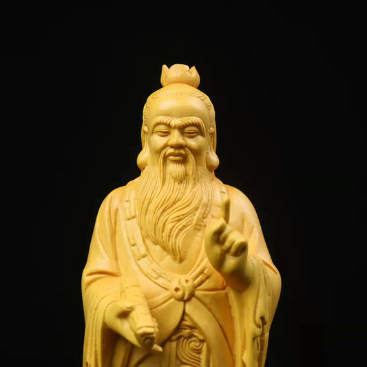 Solid wood Carving Laozi ancient figure statue Ancient thinkers, philosophers, writers and historians Home Decor Souvenirs