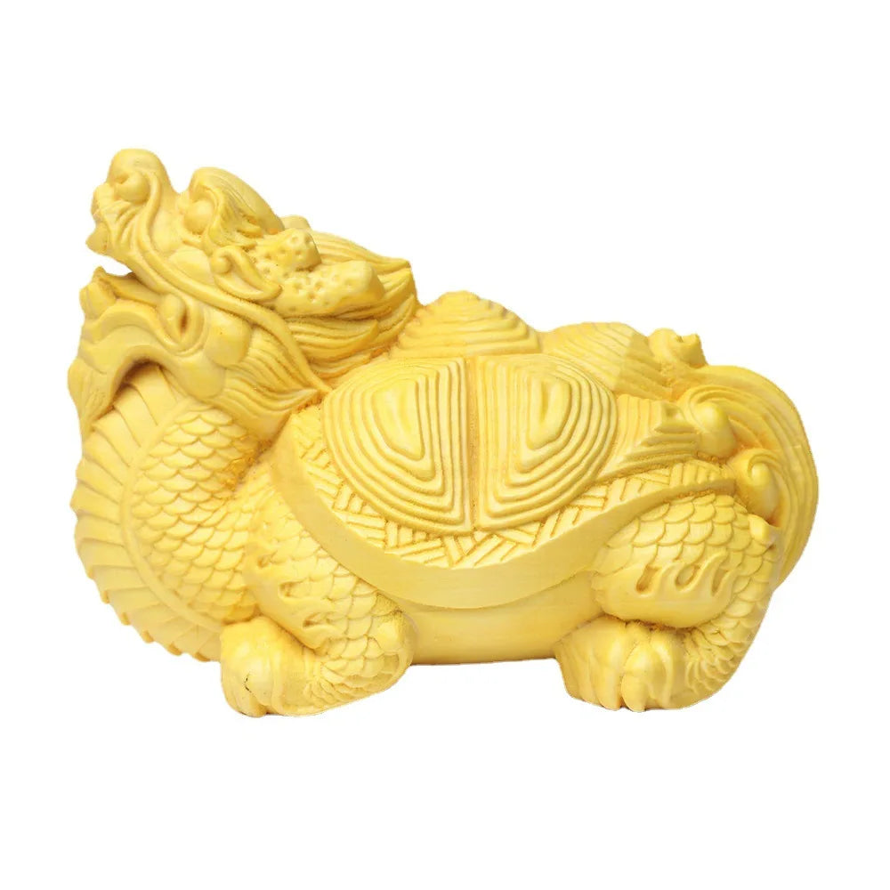 Solid wood Carving Mascot gossip dragon turtle Statue Wooden hand-carved Home Flower Pot Bedroom Decoration Ornaments