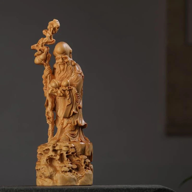 Solid wood Shou Xing Gong Figure statue ,Chinese Buddha Statue Changshou Gong ornaments ,Modern Art Home decoration accessories