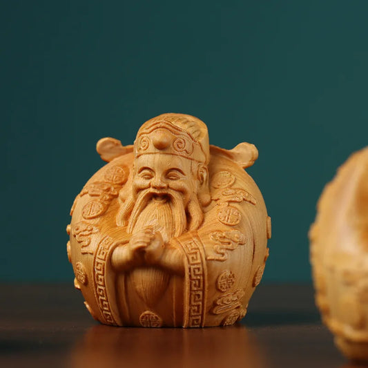 Solid wood carving Fu Lu Shou mythology figure Small model,Hand-carved, Home living room bedroom decoration accessories statue