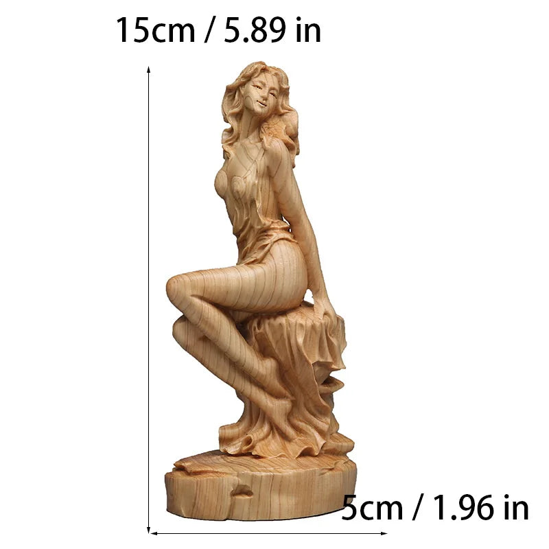 Solid wood carving Statue of naked girl , Modern Hand-carved Log body art crafts Home decoration statue 15cm free shipping
